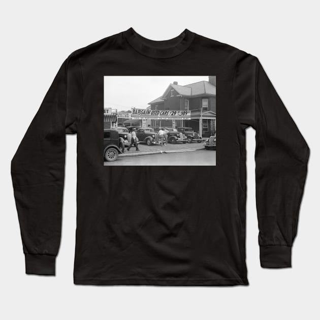 Bargain Used Cars, 1938. Vintage Photo Long Sleeve T-Shirt by historyphoto